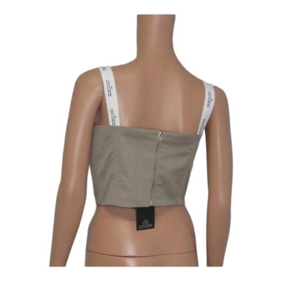 NWT ROKH Tan Logo Ribbon Bustier Crop Top Size 38, US 4-6 - Picture 6 of 9